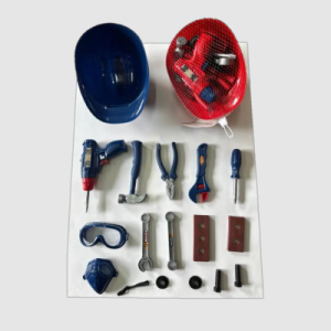 JUEGO CASCO, TALADRO, GAFAS + HERRAMIENTAS