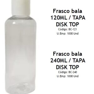 FRASCO BALA 120 ML - 240 ML /TAPA DISK TOP